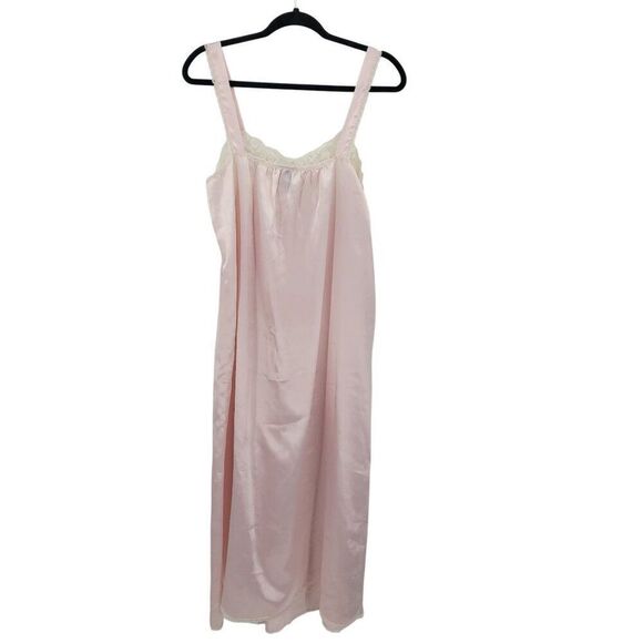 Vintage Sugar Plum Pastel Pink Nightgown Lace Trim Maxi Sz M Feminine Flowy - Picture 6 of 9
